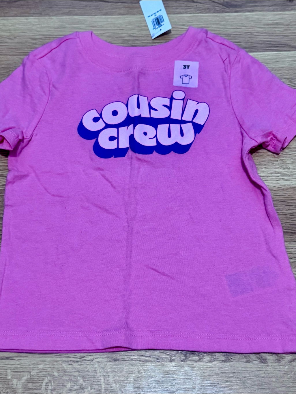 Old Navy Kids Pink "Cousin Crew" Graphic Tee, Size 3t, Nwt